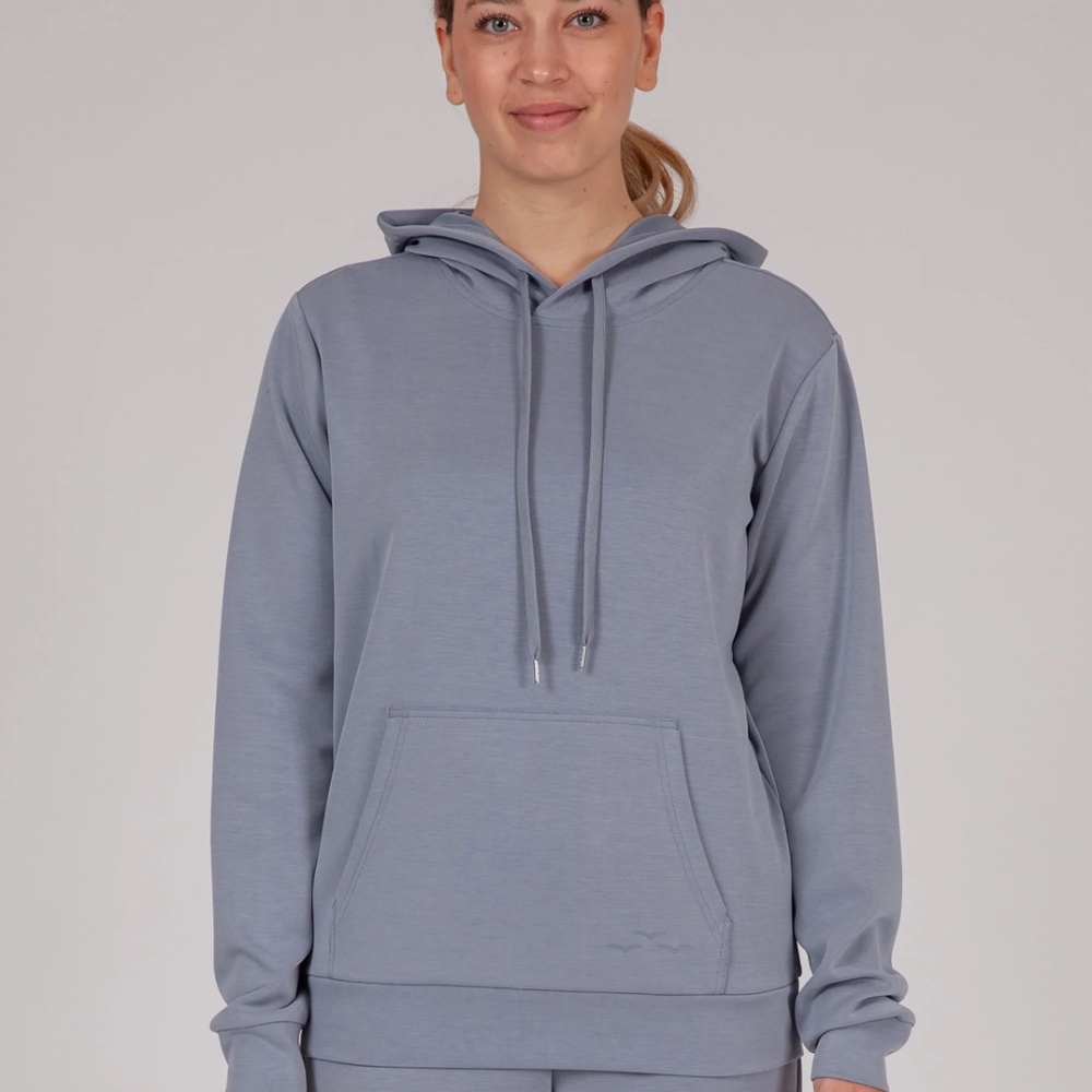 LazyPants | Luxe Sueded Double Knit Hoodie | Dusty Blue | Size L